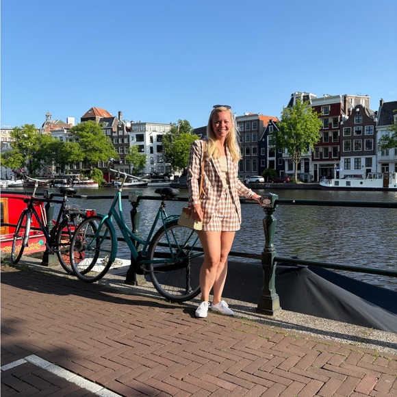 Nine West Tan and White Plaid Blazer and shorts set - Picture 8 of 8